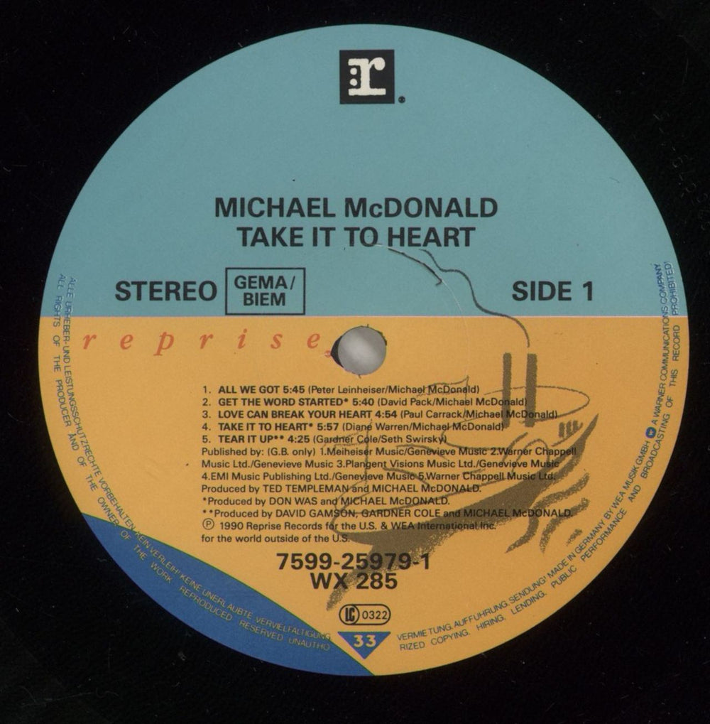 Michael McDonald Take It To Heart UK vinyl LP album (LP record) MIMLPTA658376