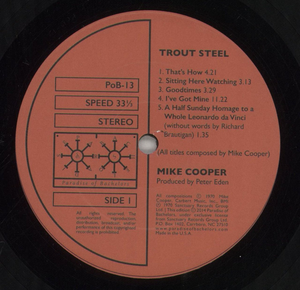 Mike Cooper Trout Steel US vinyl LP album (LP record) 7MCLPTR862080