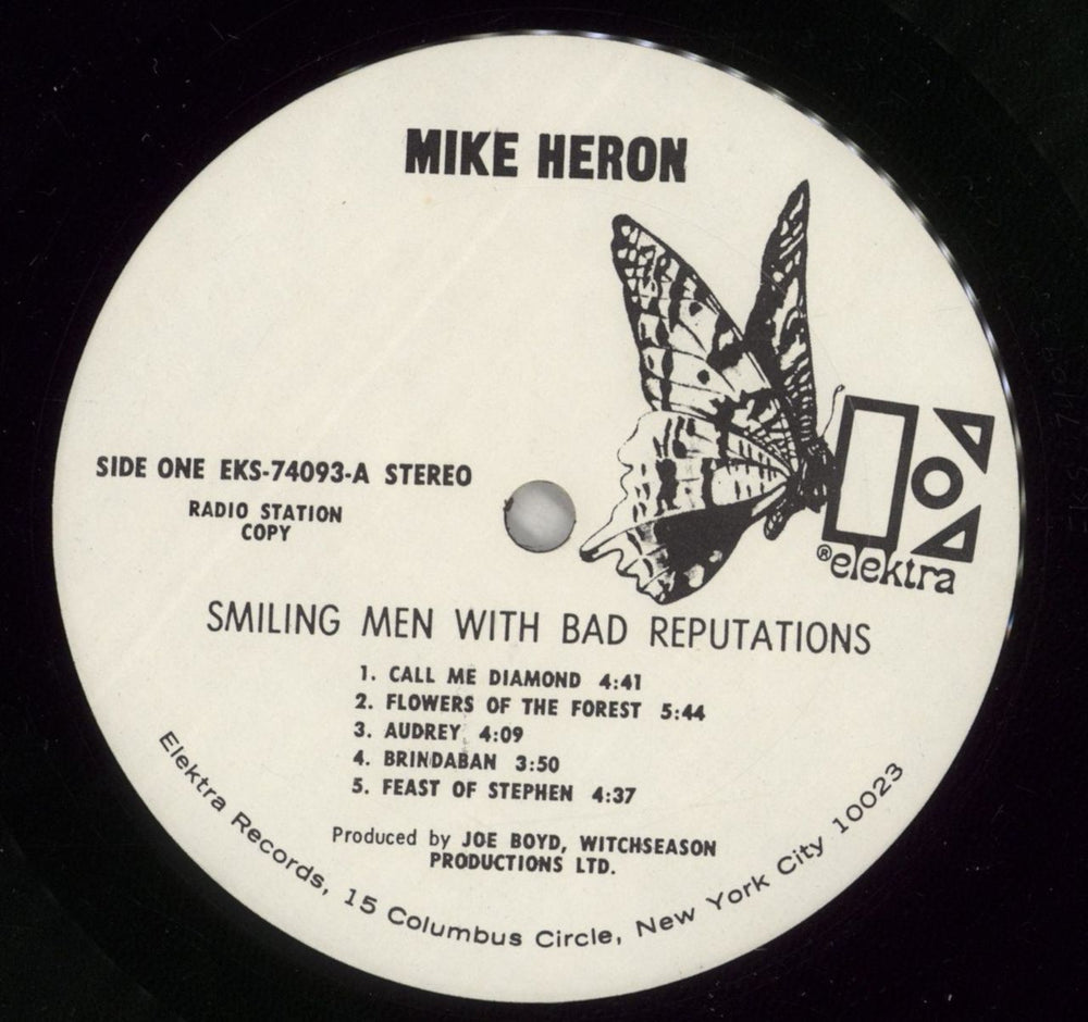 Mike Heron Smiling Men With Bad Reputations - Radio Sation Copy US Promo vinyl LP album (LP record) M\HLPSM874217