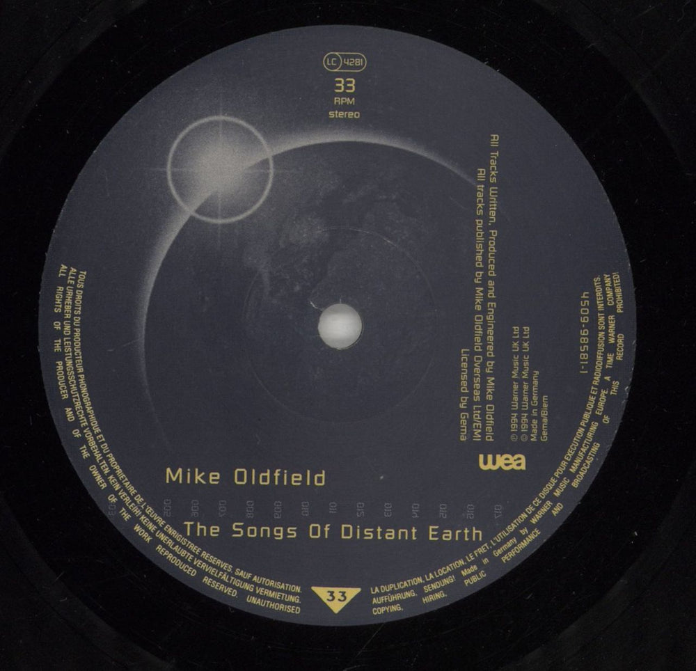 Mike Oldfield The Songs Of Distant Earth - VG German vinyl LP album (LP record) OLDLPTH878646