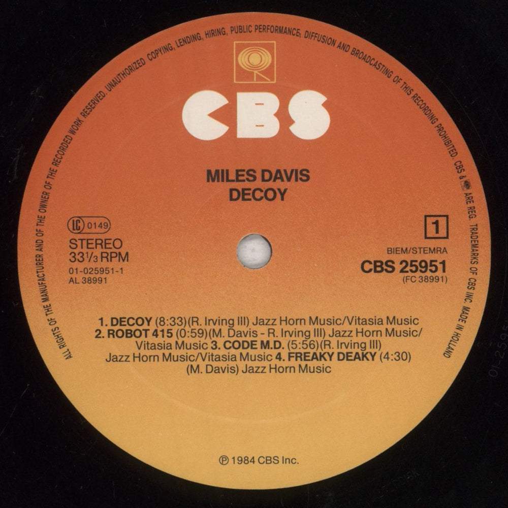 Miles Davis Decoy - 1st Dutch vinyl LP album (LP record) MDALPDE688193