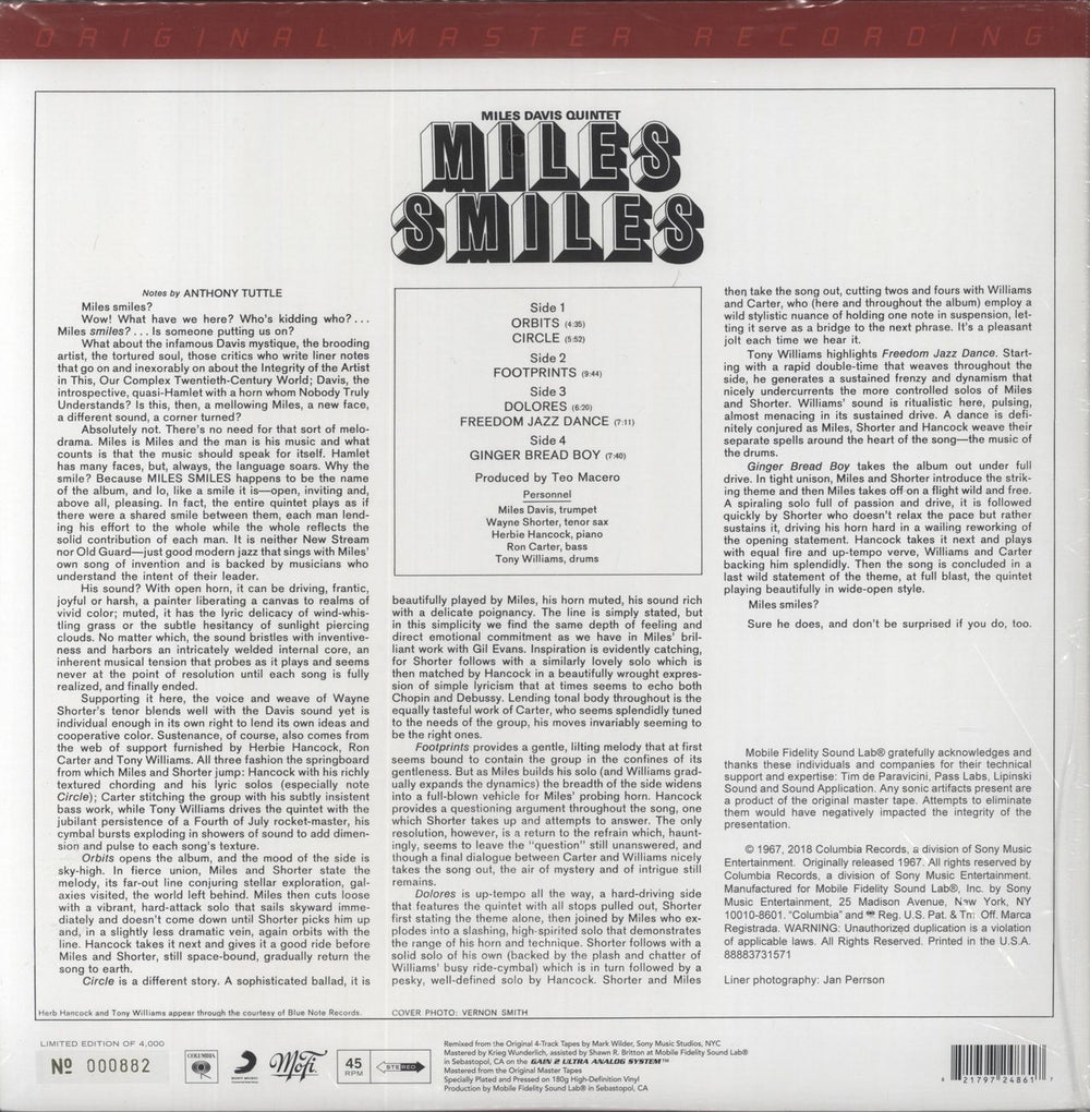 Miles Davis Miles Smiles - 180g - 45RPM - Sealed US 2-LP vinyl record set (Double LP Album) 821797248617