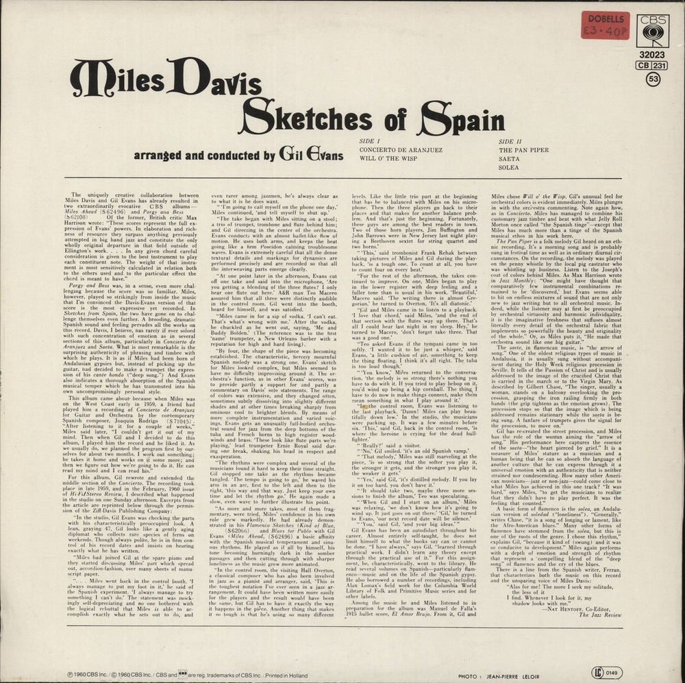 Miles Davis Sketches Of Spain Dutch vinyl LP album (LP record)