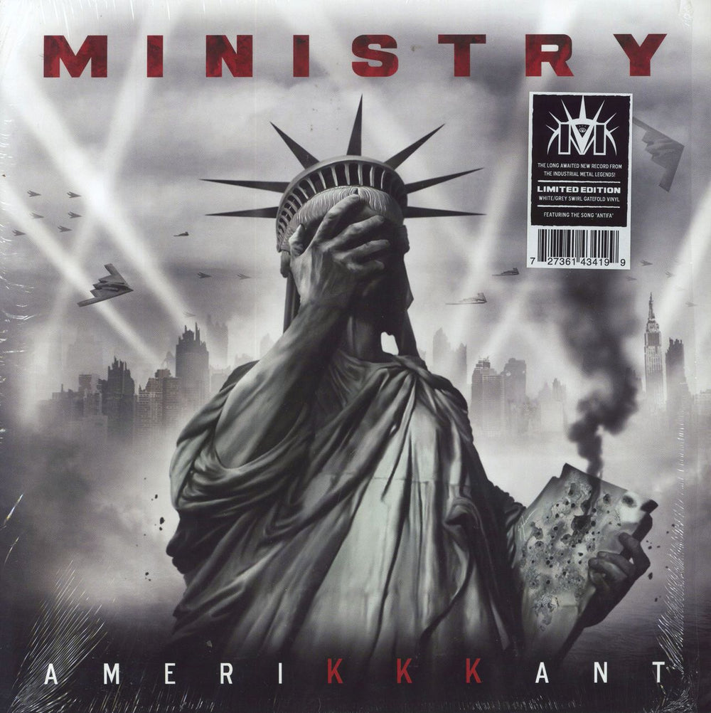 Ministry Amerikkkant - Grey and White Swirl Vinyl US vinyl LP album (LP record) NB 4275-1