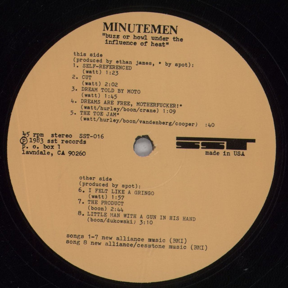 Minutemen Buzz Or Howl Under The Influence Of Heat US 12" vinyl single (12 inch record / Maxi-single) MK612BU846359