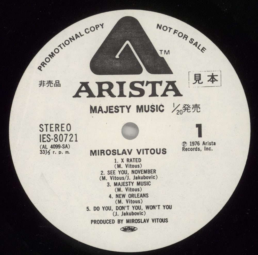 Miroslav Vitous Majesty Music Japanese Promo vinyl LP album (LP record) VTULPMA872562