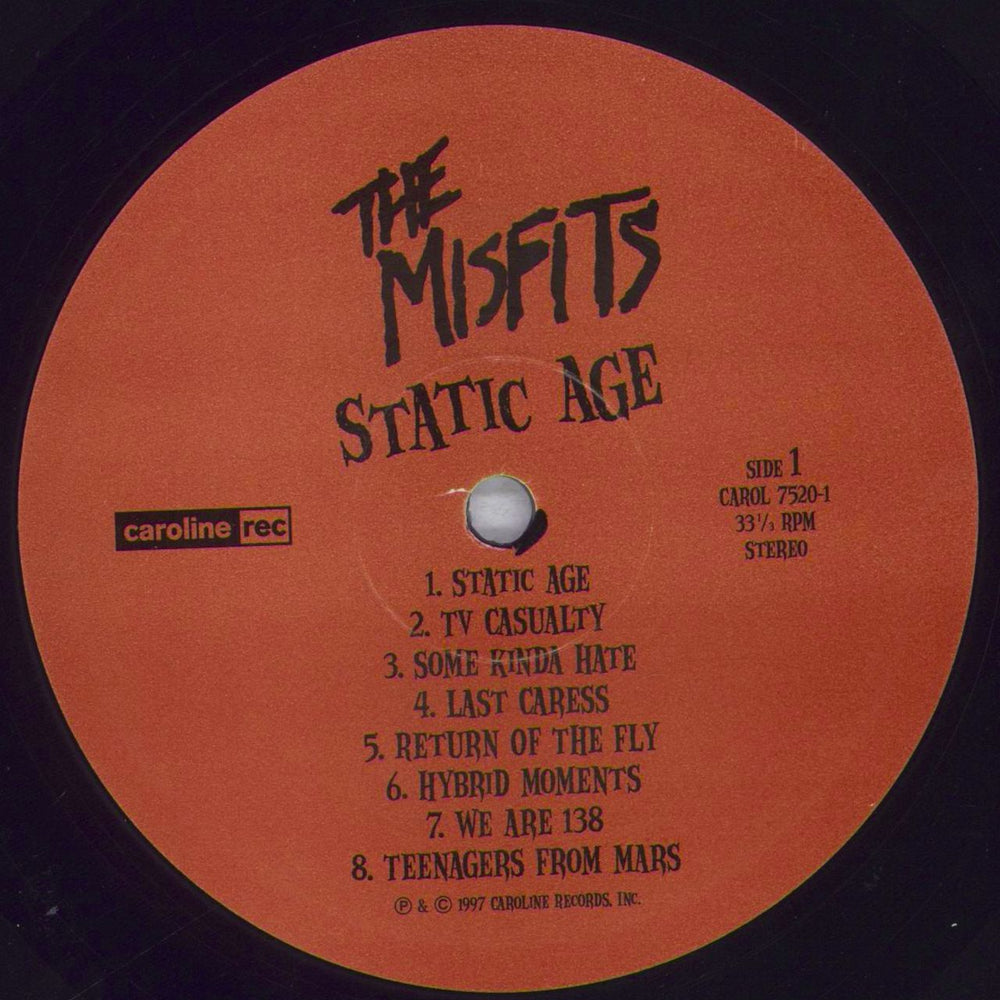 Misfits Static Age US vinyl LP album (LP record) MFTLPST832630