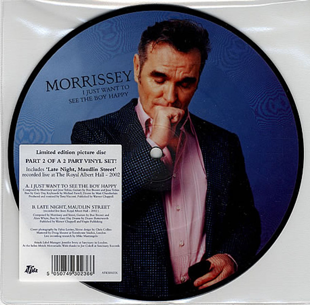 Morrissey I Just Want To See The Boy Happy UK 7" vinyl picture disc (7 inch picture disc single) ATKSE023X