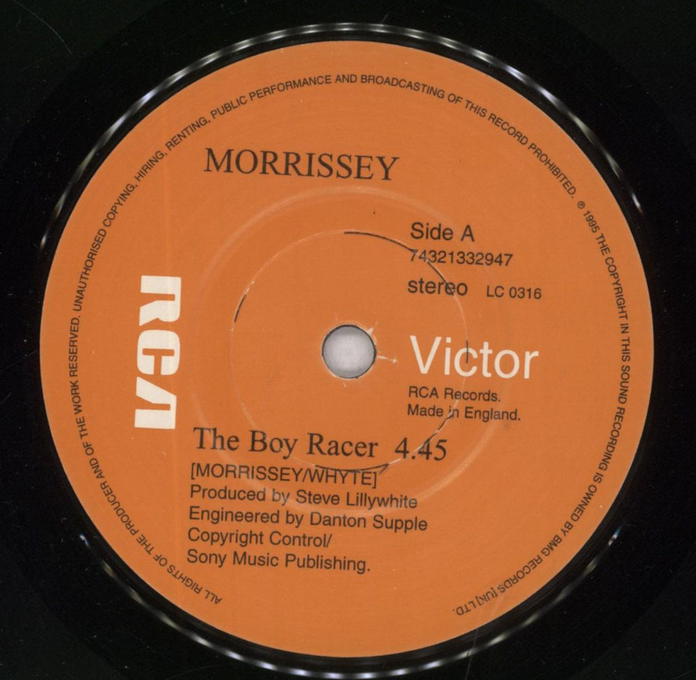 Morrissey The Boy Racer UK 7" vinyl single (7 inch record / 45) MOR07TH56680