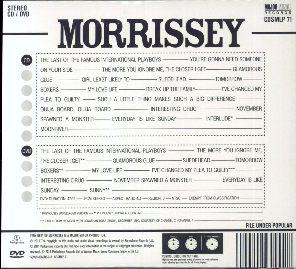 Morrissey The Very Best Of UK 2-disc CD/DVD set 5099909690028