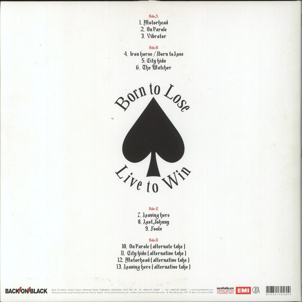 Motorhead On Parole - 180gm - Red Vinyl UK 2-LP vinyl record set (Double LP Album) 803341305809