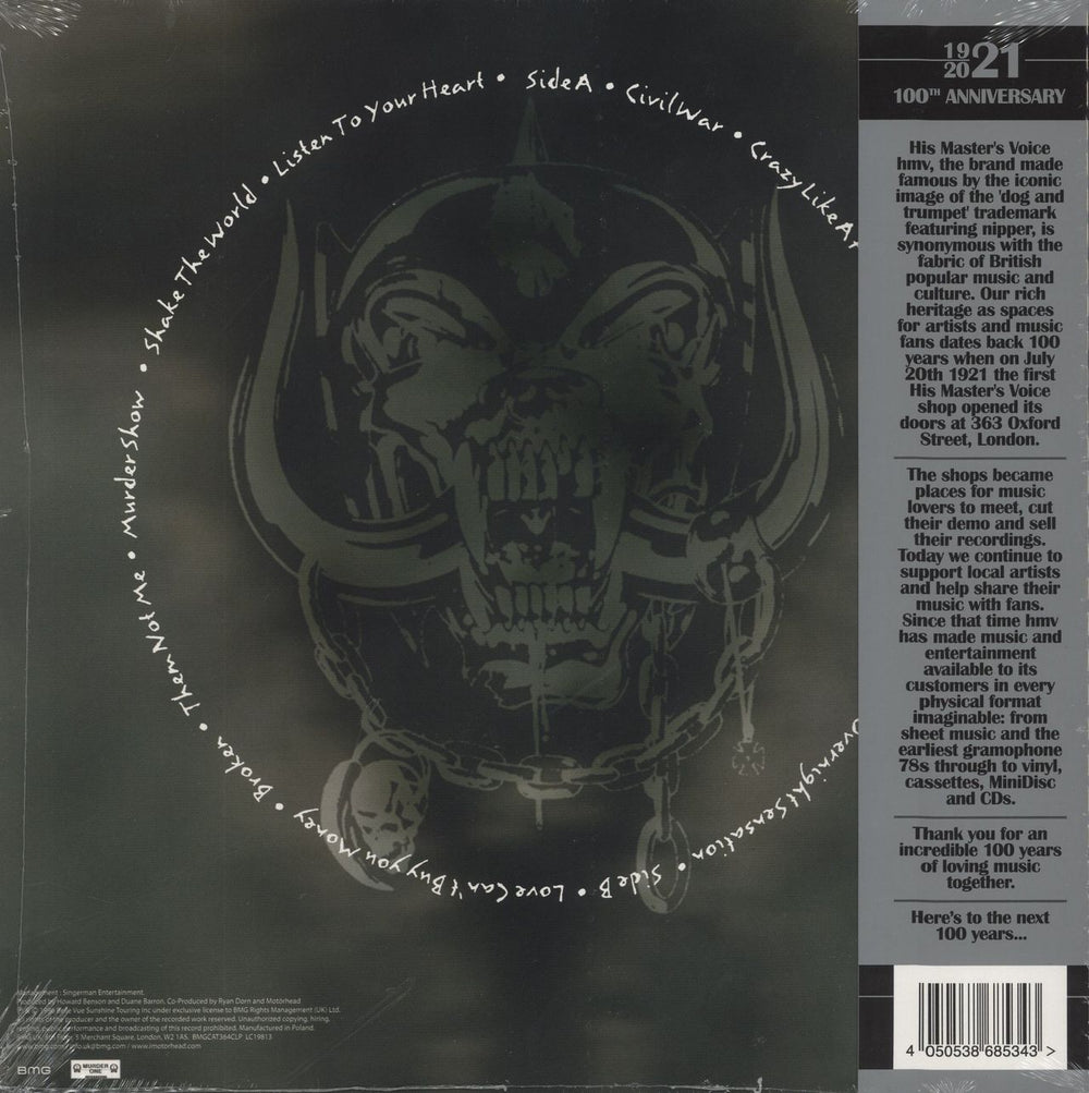 Motorhead Overnight Sensation: HMV 100th - Green Smoke Vinyl UK vinyl LP album (LP record) 4050538685343