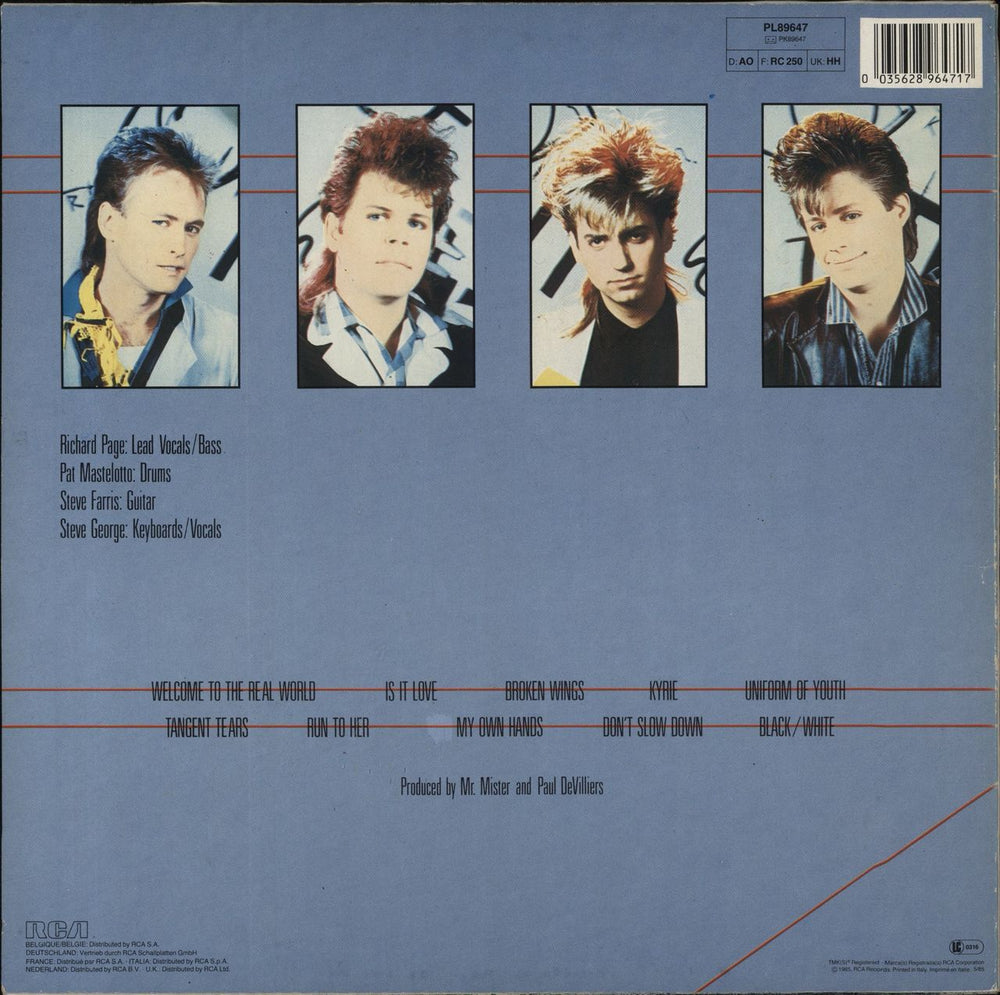 Mr Mister Welcome To The Real World UK vinyl LP album (LP record) 035628964717