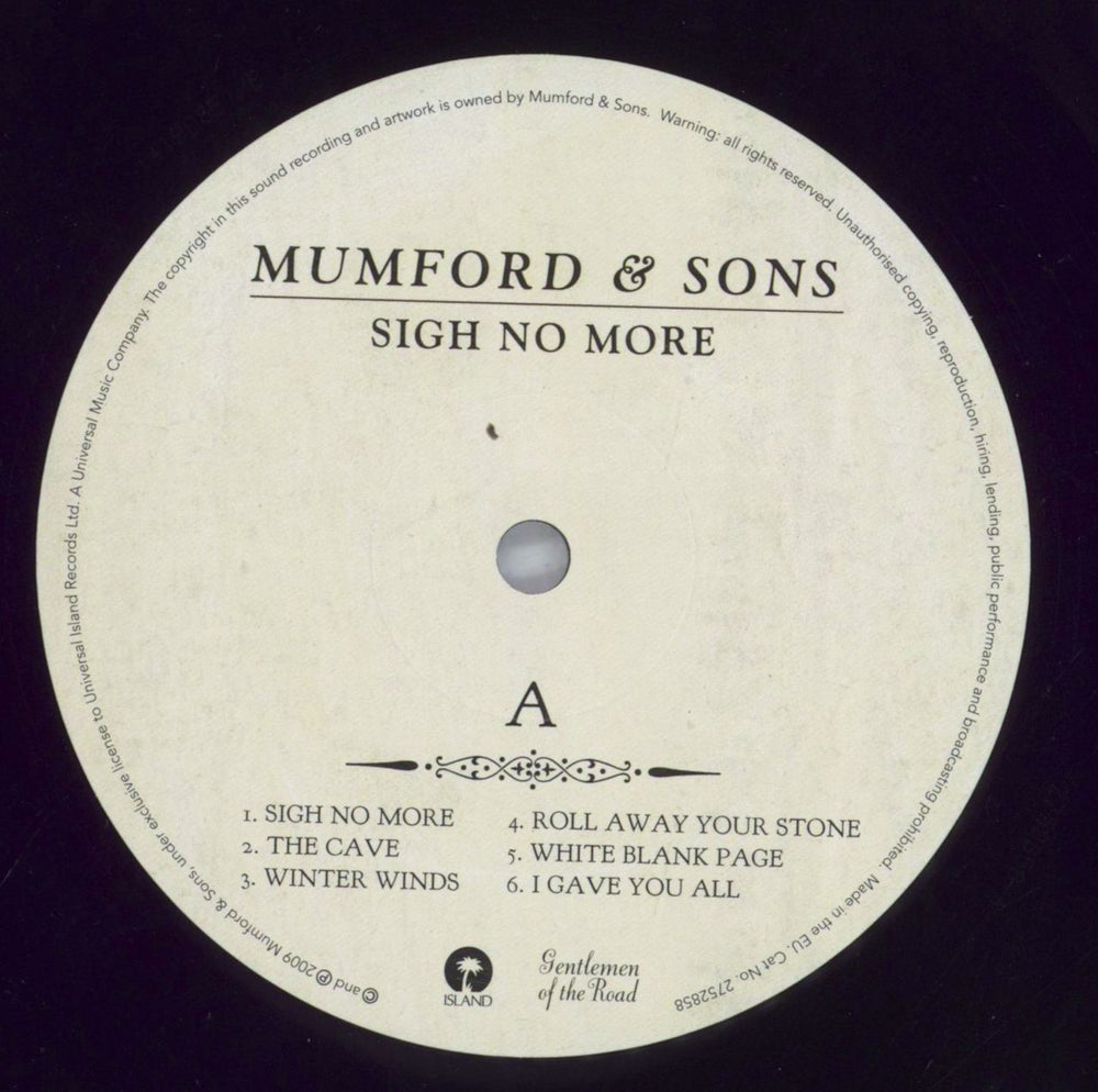 Mumford & Sons Sigh No More UK vinyl LP album (LP record) M3DLPSI823295