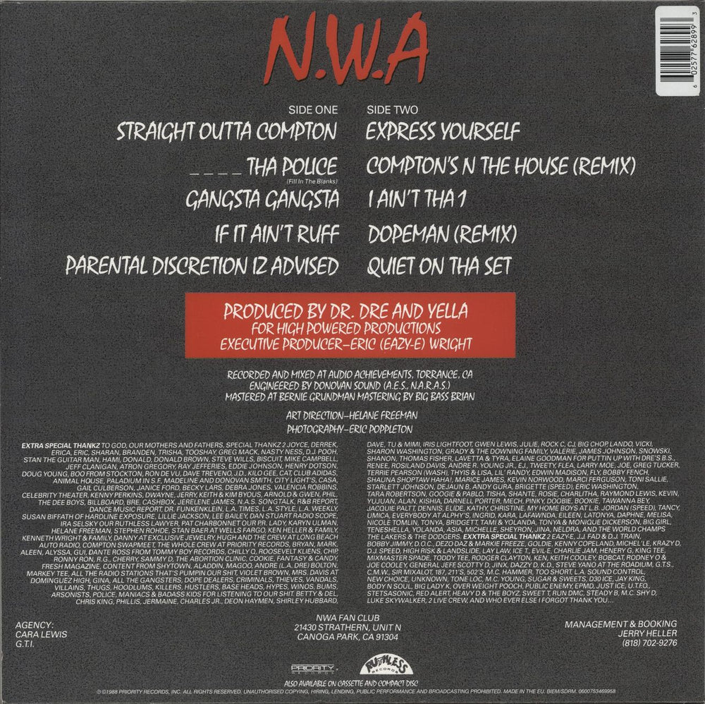 N.W.A. Straight Outta Compton - Red Vinyl UK vinyl LP album (LP record) 600753469958