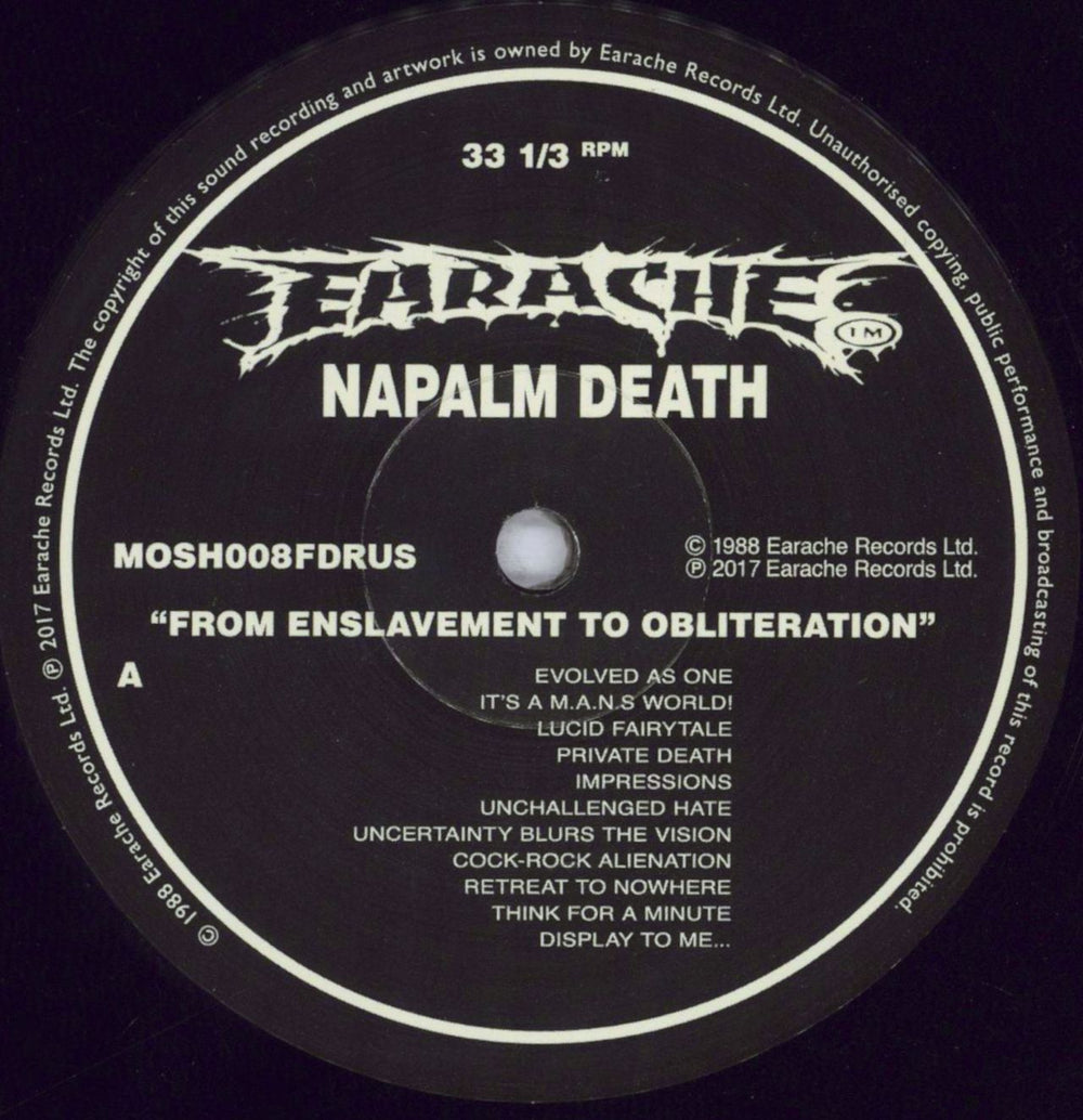 Napalm Death From Enslavement To Obliteration - Hype-sticker UK vinyl LP album (LP record) NAPLPFR832605