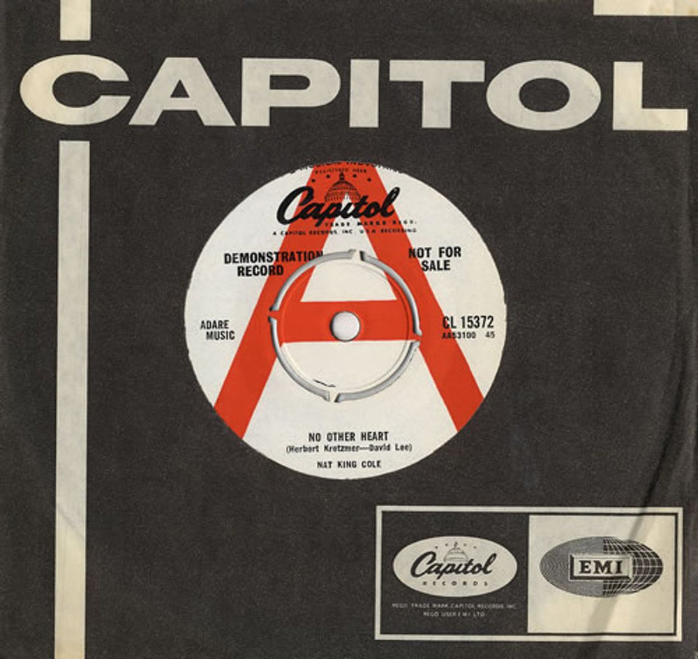 Nat King Cole No Other Heart UK Promo 7" vinyl single (7 inch record / 45) CL15372
