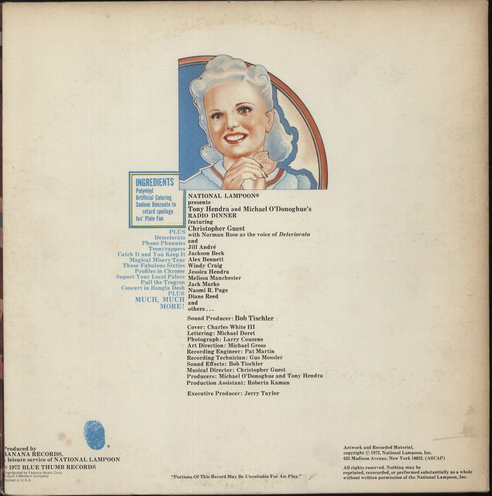 National Lampoon Radio Dinner US vinyl LP album (LP record)