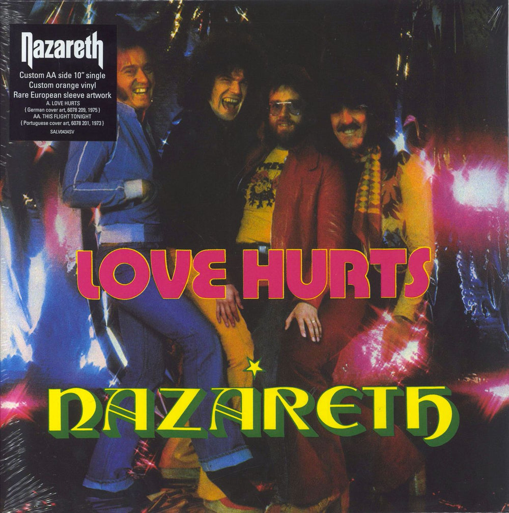 Nazareth Love Hurts - Orange Vinyl UK 10" vinyl single (10 inch record) SALVO434SV