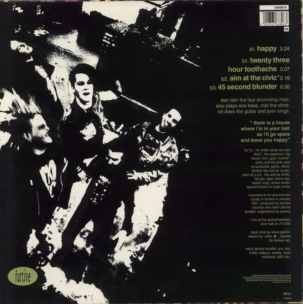 Ned's Atomic Dustbin Happy UK 12" vinyl single (12 inch record / Maxi-single) 5099765668063