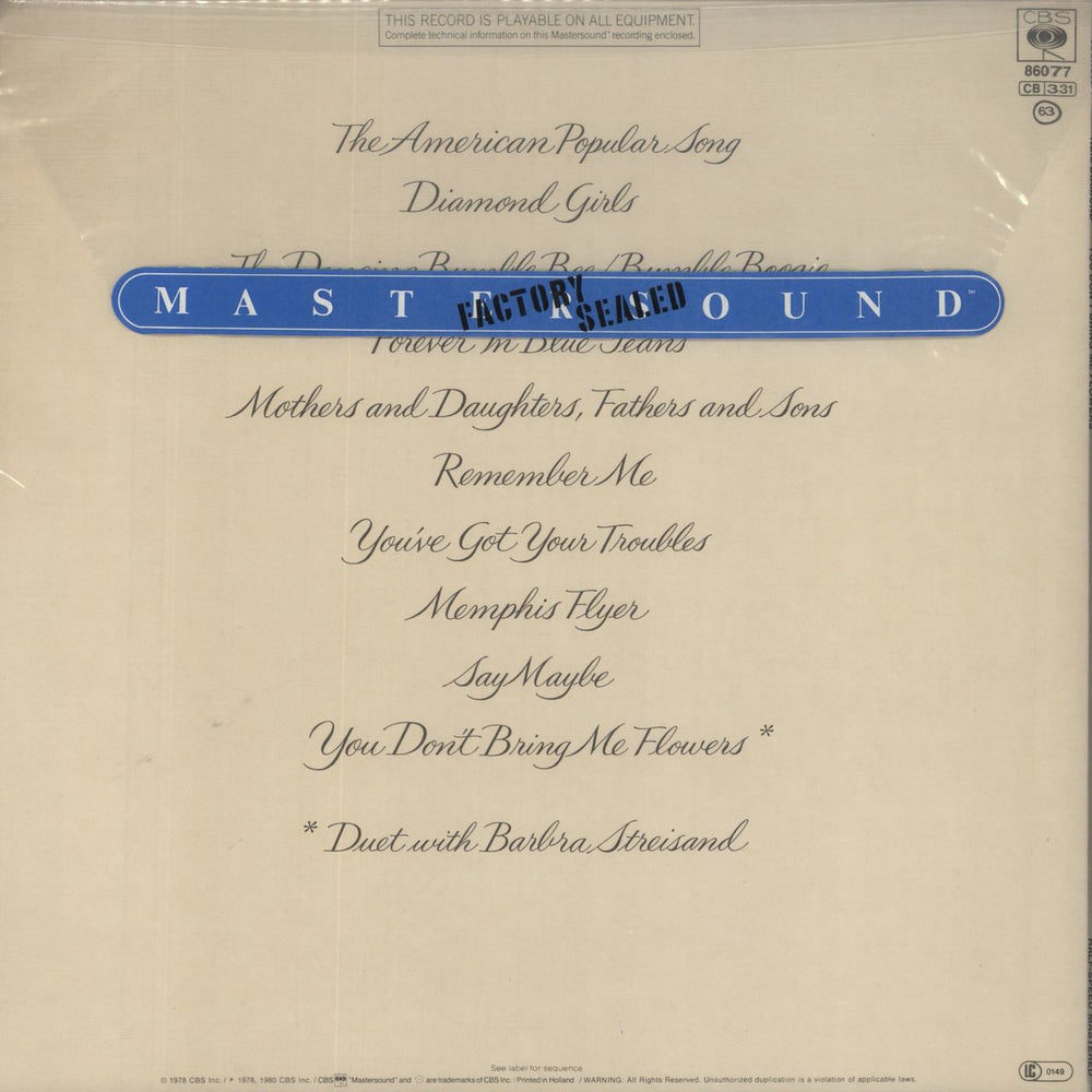 Neil Diamond You Don't Bring Me Flowers - Stickered Dutch vinyl LP album (LP record)