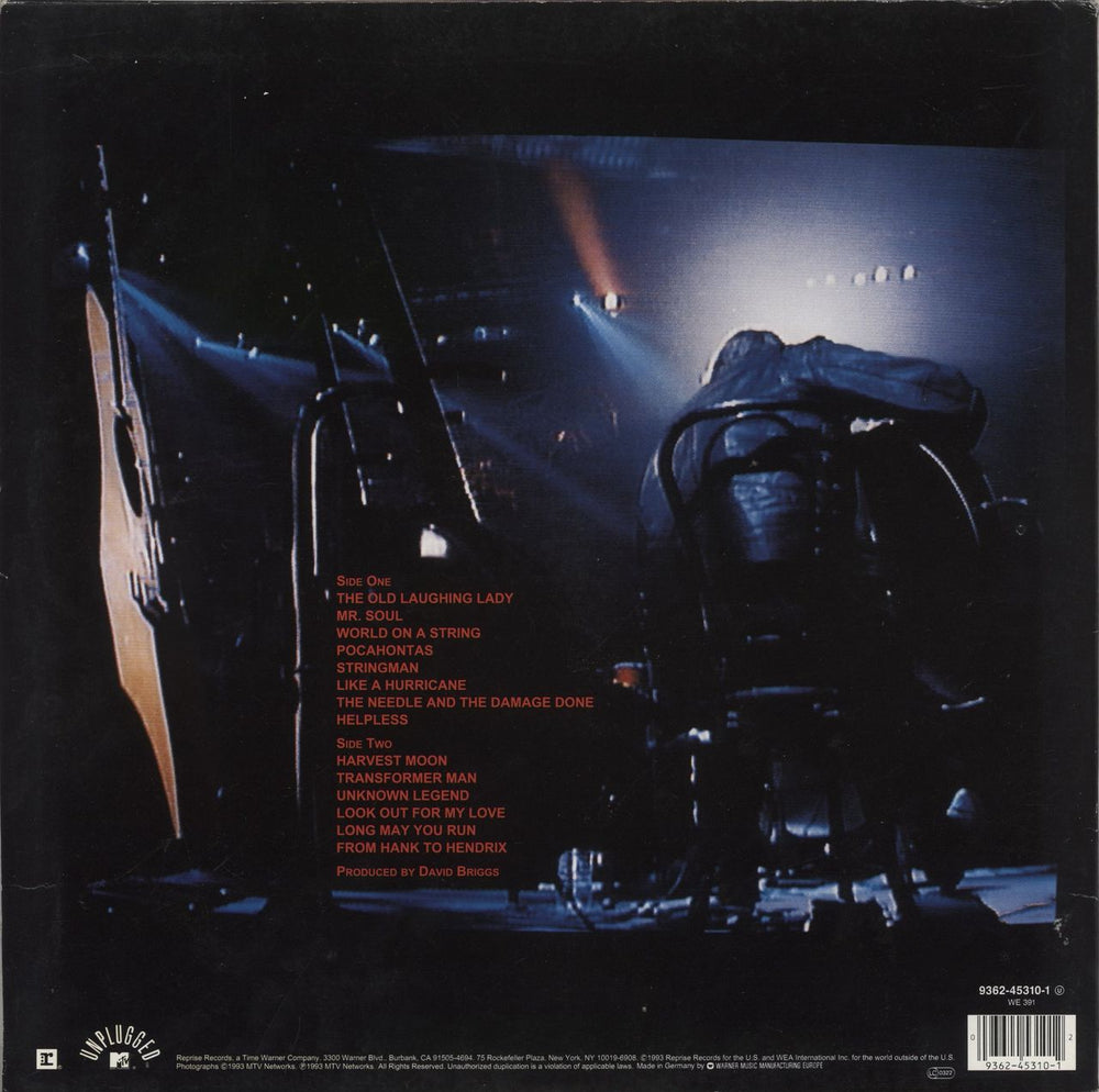 Neil Young Unplugged - EX German vinyl LP album (LP record) 093624531012