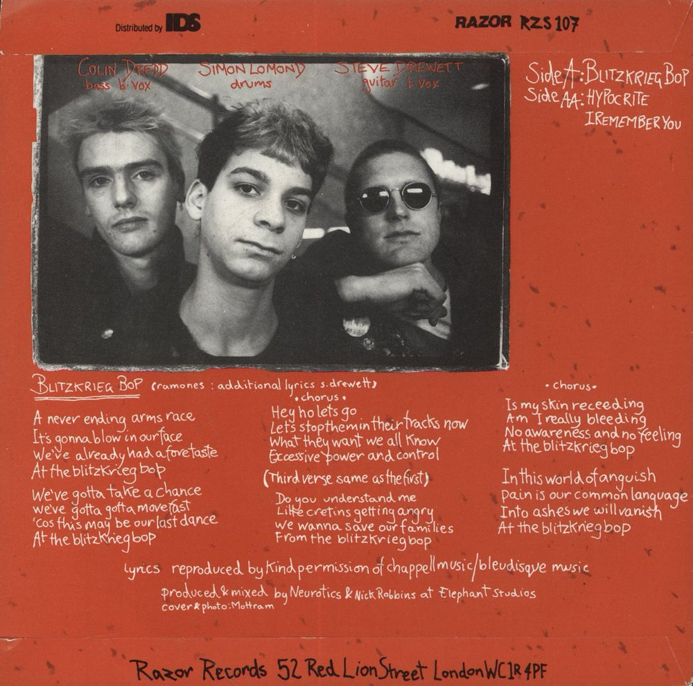 Newtown Neurotics Blitzkrieg Bop UK 7" vinyl single (7 inch record / 45)