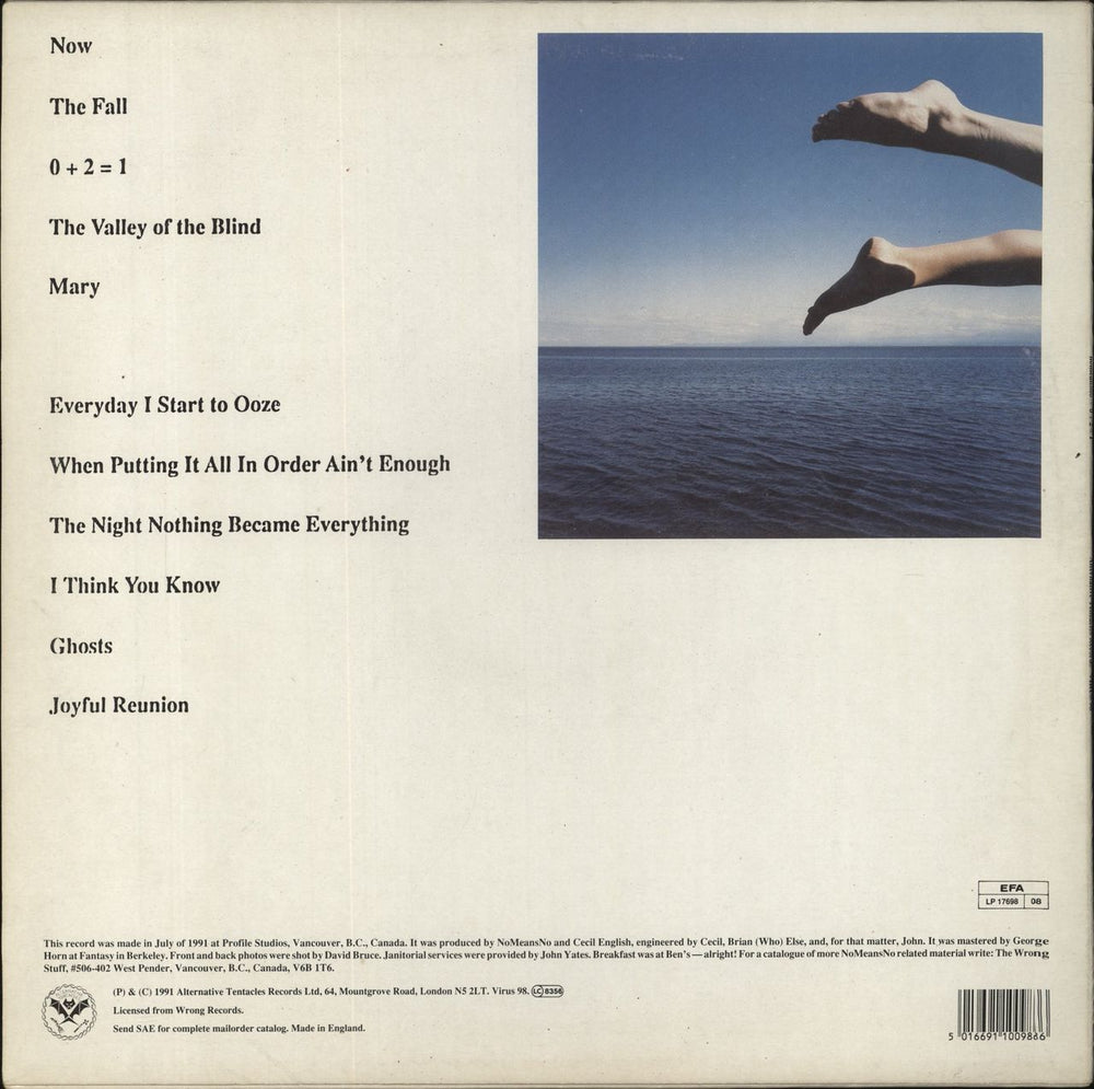 Nomeansno 0 + 2 = 1 [Zero Plus Two Equals One] - Complete UK vinyl LP album (LP record) 5016691100986