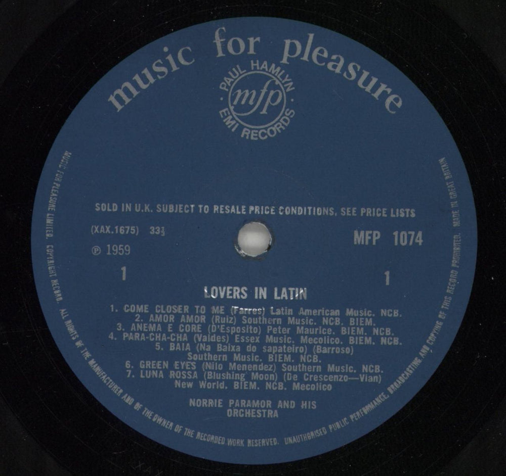 Norrie Paramor Lovers In Latin UK vinyl LP album (LP record) NPALPLO870289