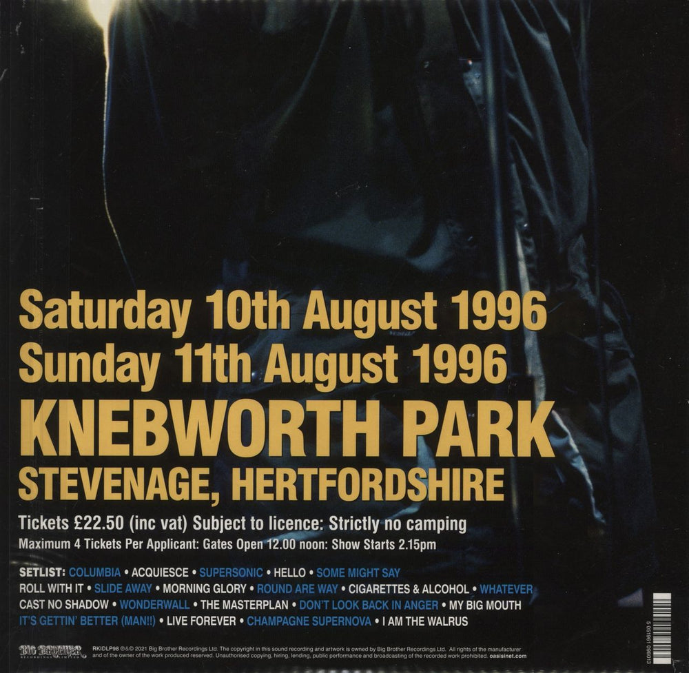 Oasis Knebworth 1996 - 180gm - EX UK 3-LP vinyl record set (Triple LP Album) 5051961098013