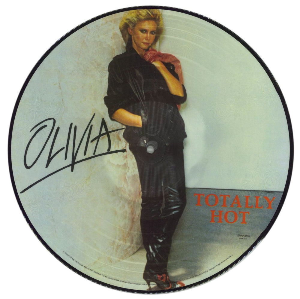 Olivia Newton John Totally Hot - Gold Promo Stamp UK picture disc LP (vinyl picture disc album) ONJPDTO870874