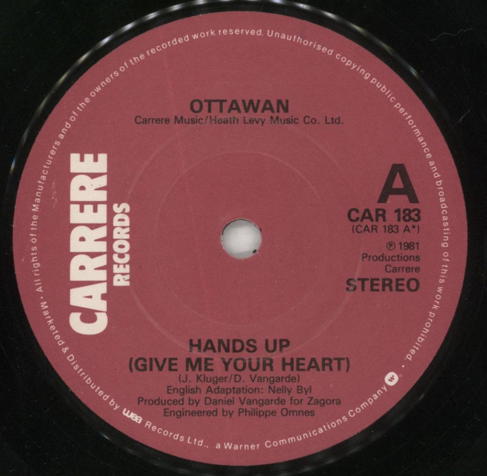 Ottawan Hands Up - P/S UK 7" vinyl single (7 inch record / 45) OTW07HA246280