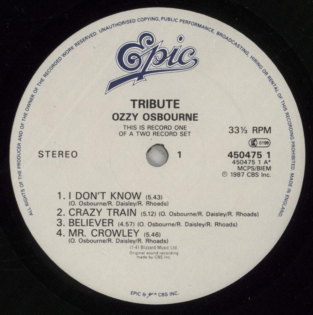 Ozzy Osbourne Tribute - Stickered + Poster - EX UK 2-LP vinyl record set (Double LP Album) OZZ2LTR872546