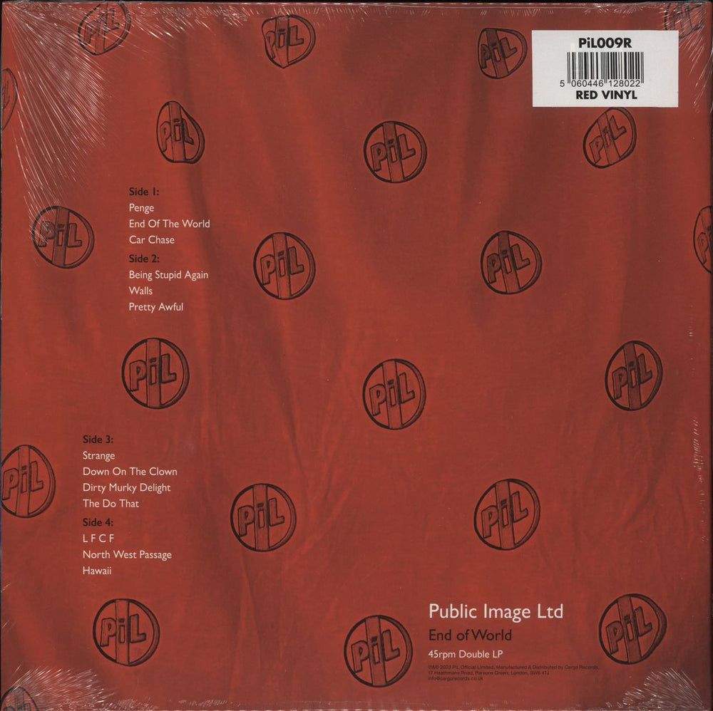 P.I.L. End Of World - Red Vinyl - Sealed UK 2-LP vinyl record set (Double LP Album) 5060446128077
