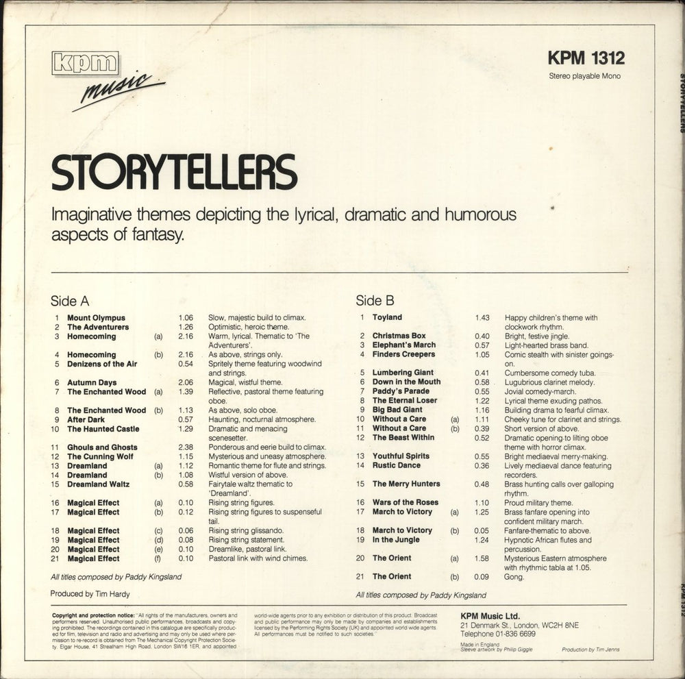 Paddy Kingsland Storytellers UK vinyl LP album (LP record)