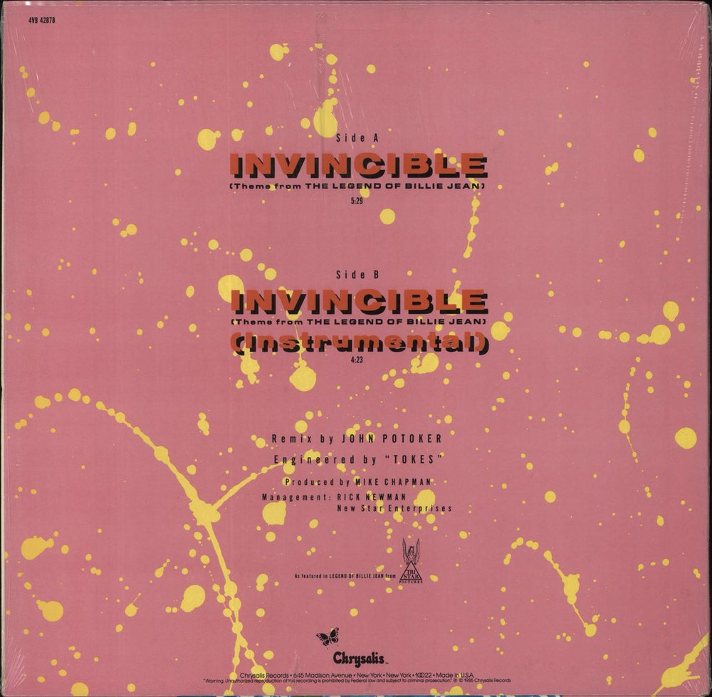 Pat Benatar Invincible US 12" vinyl single (12 inch record / Maxi-single)