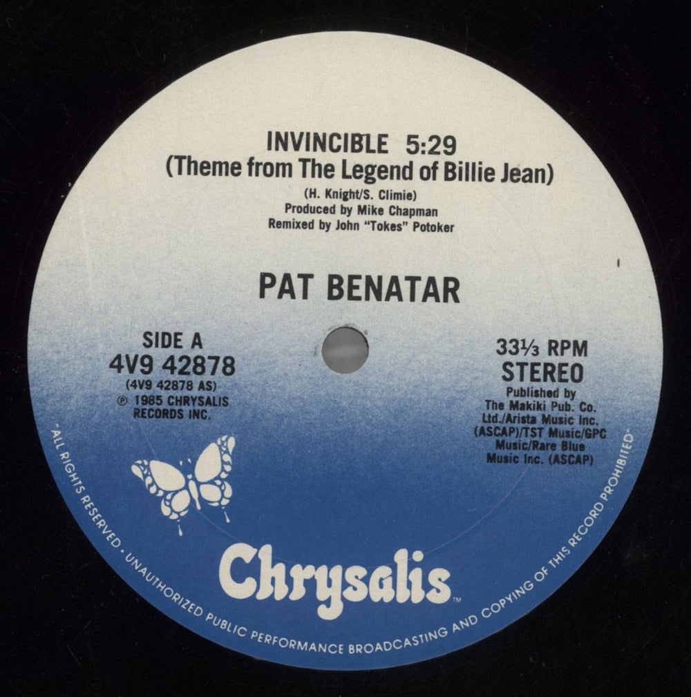 Pat Benatar Invincible US 12" vinyl single (12 inch record / Maxi-single) BEN12IN858742