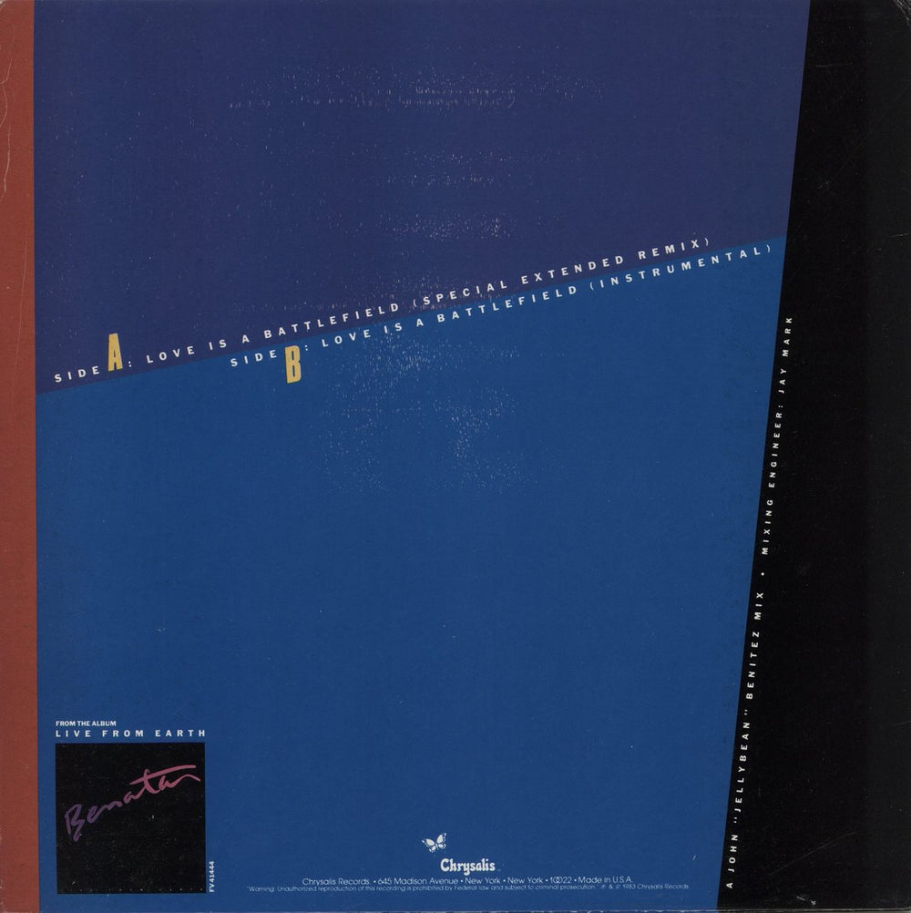 Pat Benatar Love Is A Battlefield - Special Extended Remix US 12" vinyl single (12 inch record / Maxi-single)