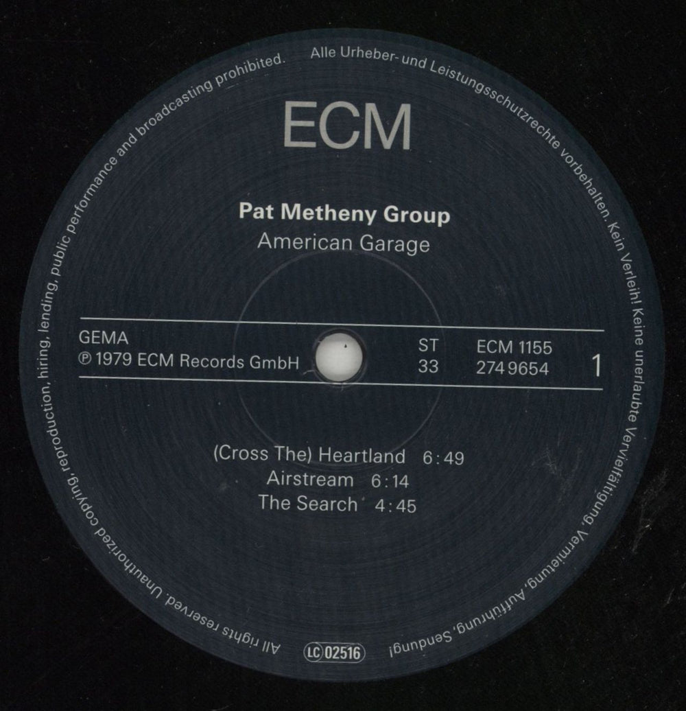 Pat Metheny American Garage German vinyl LP album (LP record) PMELPAM869315