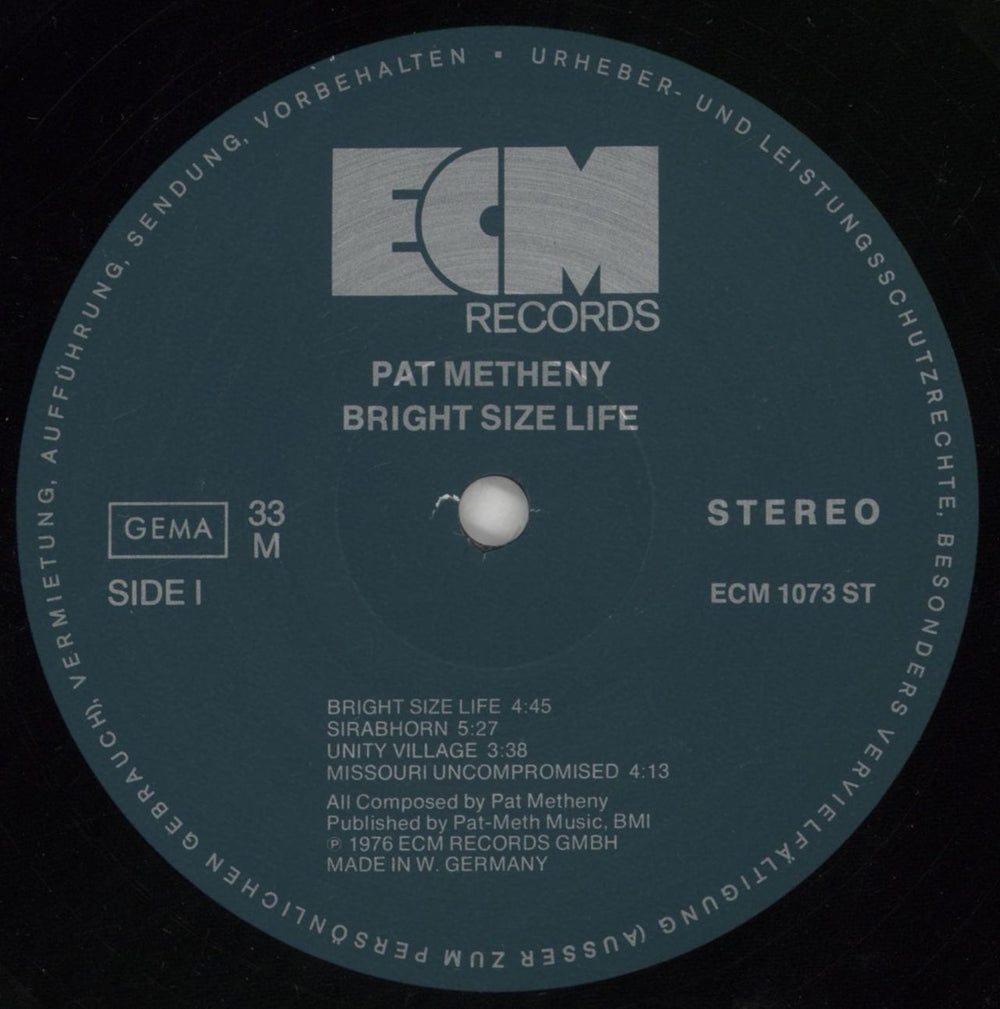 Pat Metheny Bright Size Life - VG German vinyl LP album (LP record) PMELPBR859333