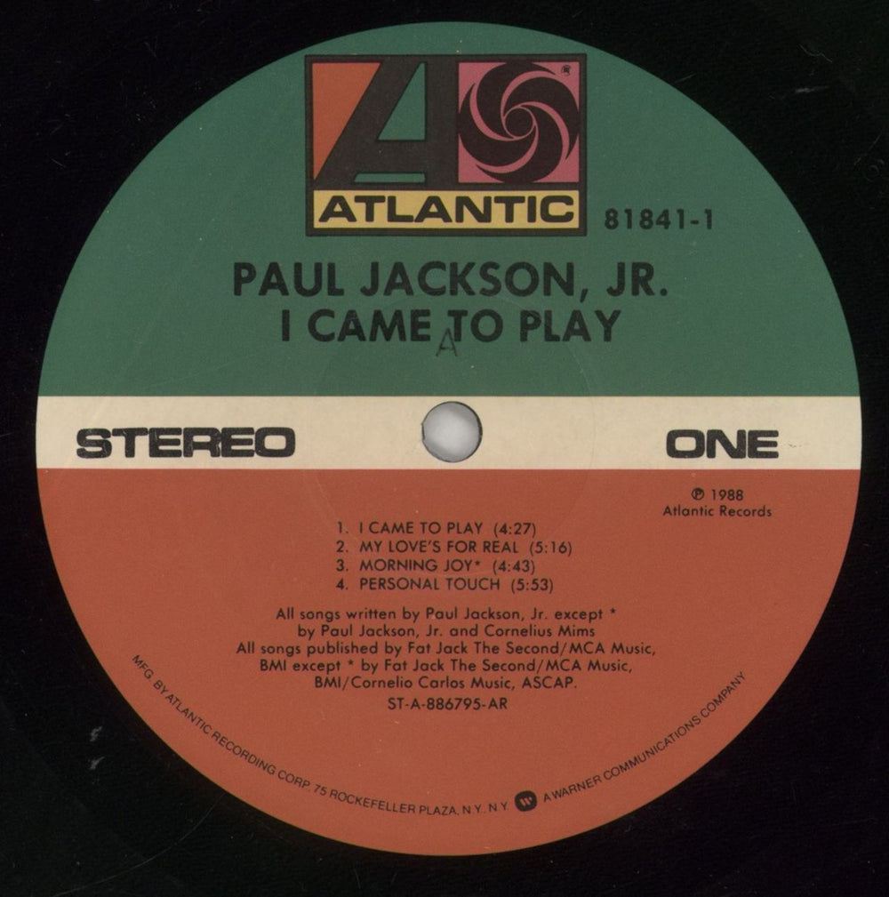 Paul Jackson Jr. I Came To Play - Opened Shrinkwrap US vinyl LP album (LP record) P4ULPIC860166