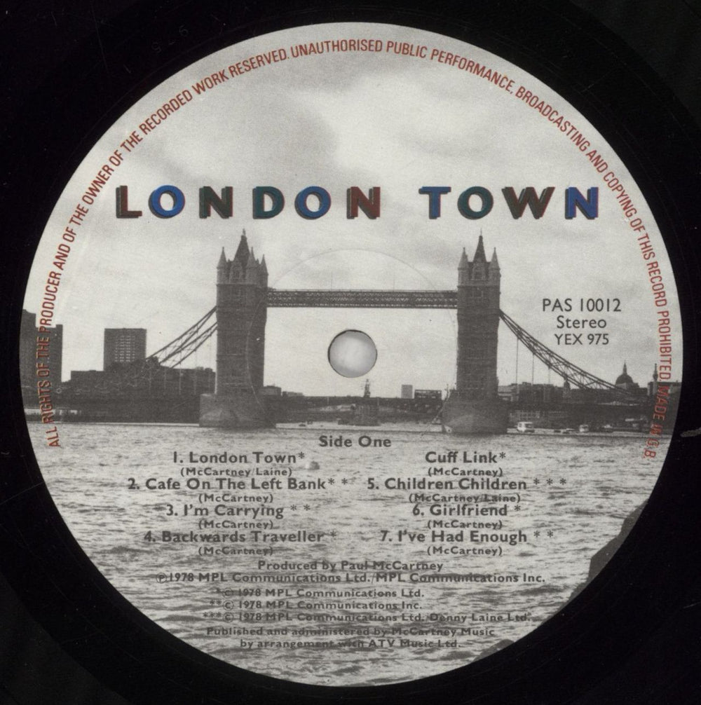 Paul McCartney and Wings London Town UK vinyl LP album (LP record) MCCLPLO518873