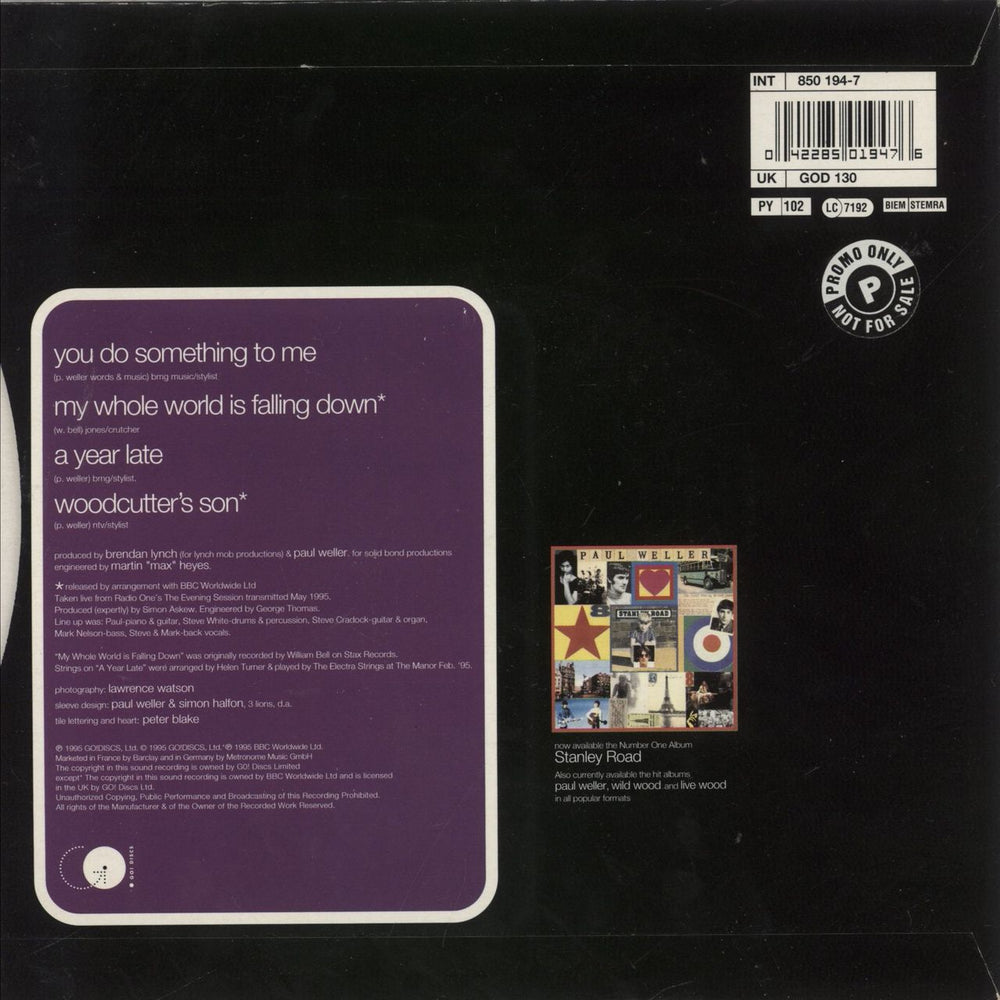 Paul Weller You Do Something To Me - Promo stickers UK 7" vinyl single (7 inch record / 45) 042285019476