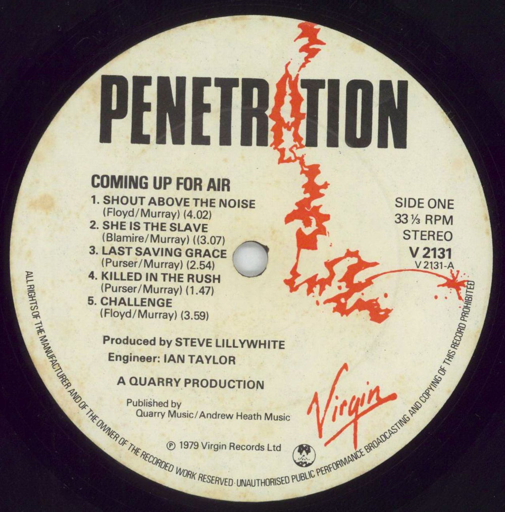 Penetration Coming Up For Air - EX UK vinyl LP album (LP record) PENLPCO573166