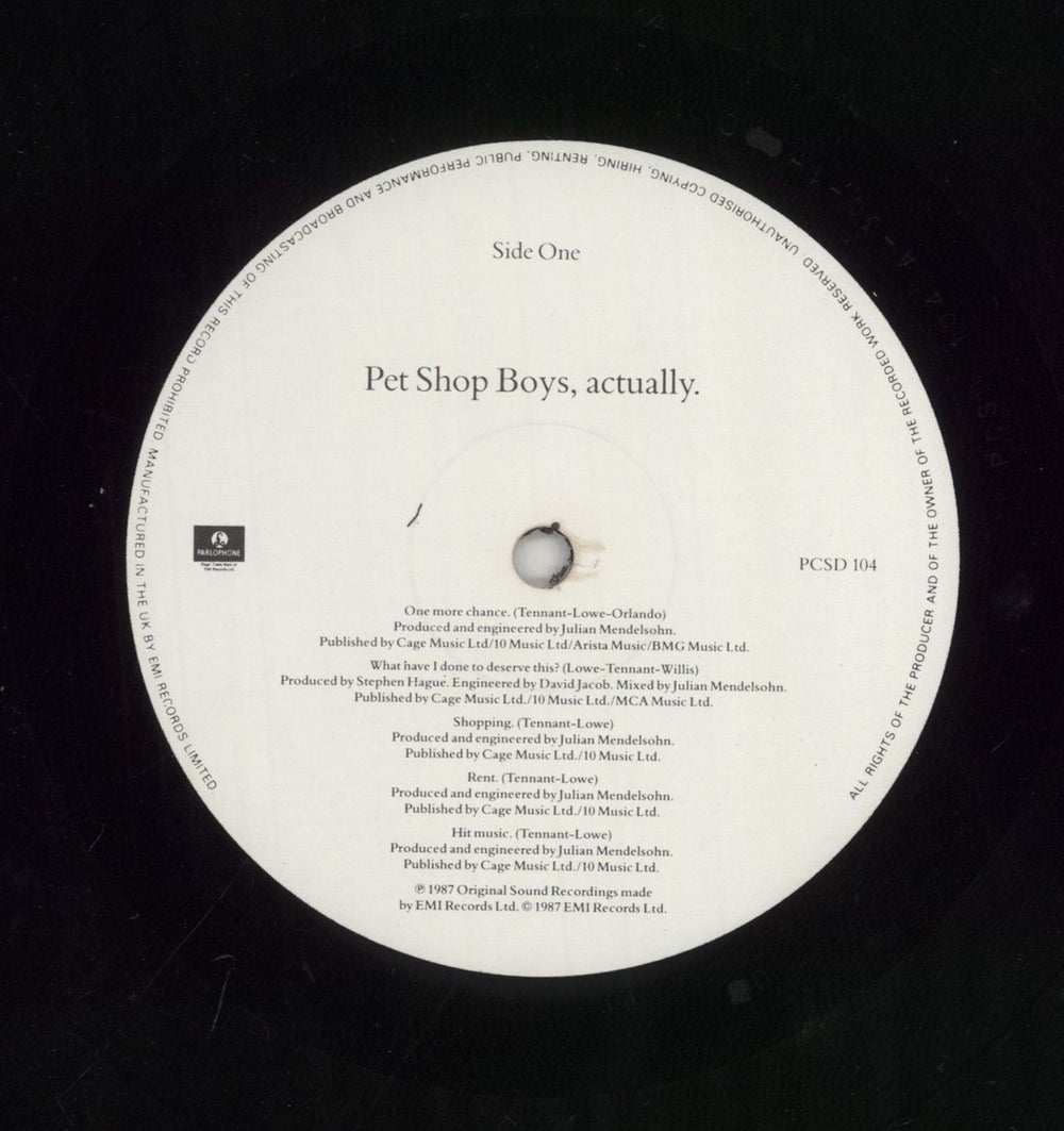 Pet Shop Boys Actually - EX UK vinyl LP album (LP record) PSBLPAC129836