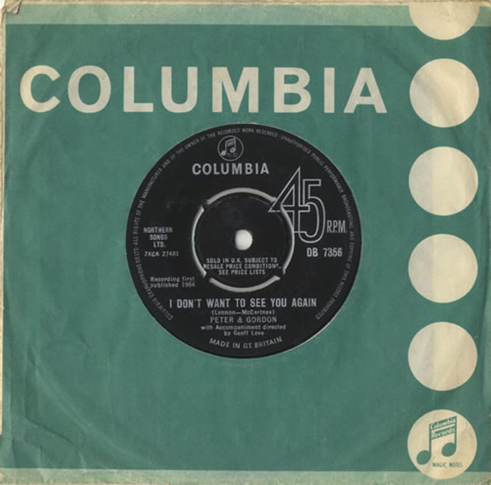 Peter & Gordon I Don't Want To See You Again UK 7" vinyl single (7 inch record / 45) DB7356