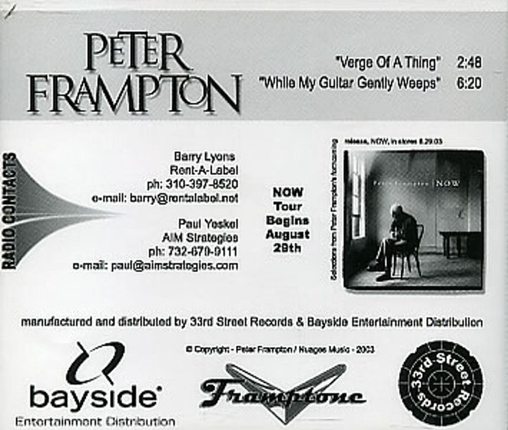 Peter Frampton Verge Of A Thing US Promo CD single (CD5 / 5") 3321PRO