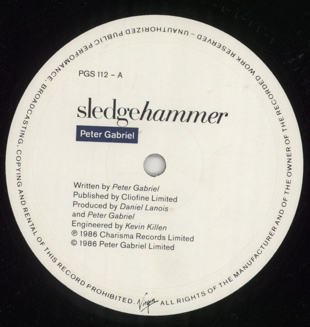 Peter Gabriel Sledgehammer UK 12" vinyl single (12 inch record / Maxi-single) GAB12SL20005