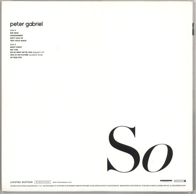 Peter Gabriel So US vinyl LP album (LP record)