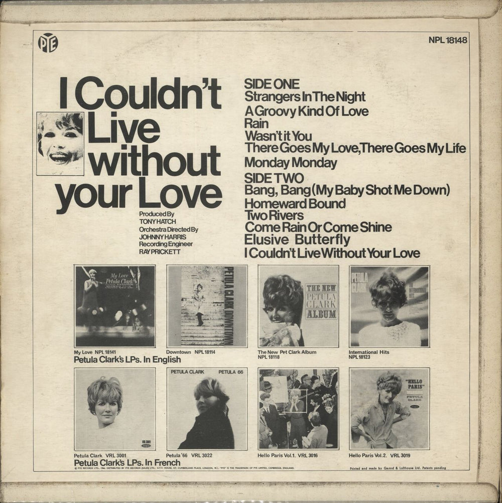 Petula Clark I Couldn't Live Without Your Love UK vinyl LP album (LP record)